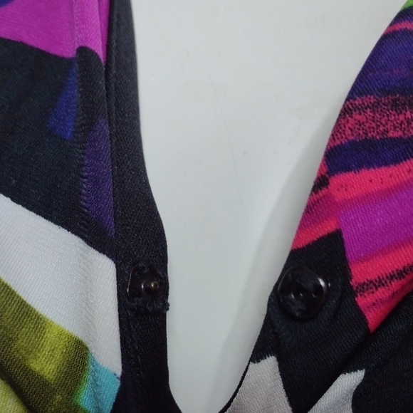 London Times Black and Multicolor Midi Dress Size 14 - Picture 5 of 10